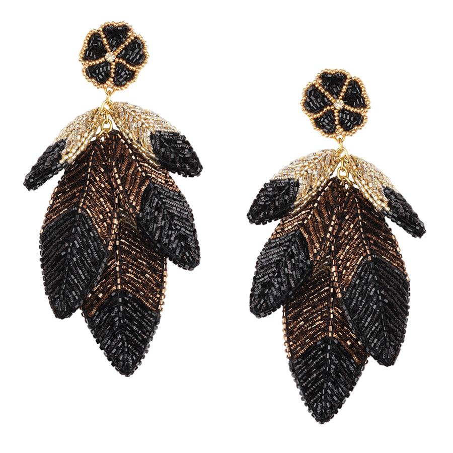 Leaf Earrings - Black Multicolor