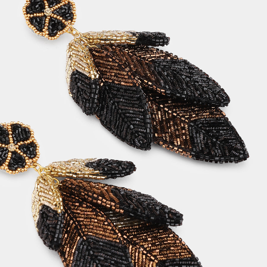 Leaf Earrings - Black Multicolor