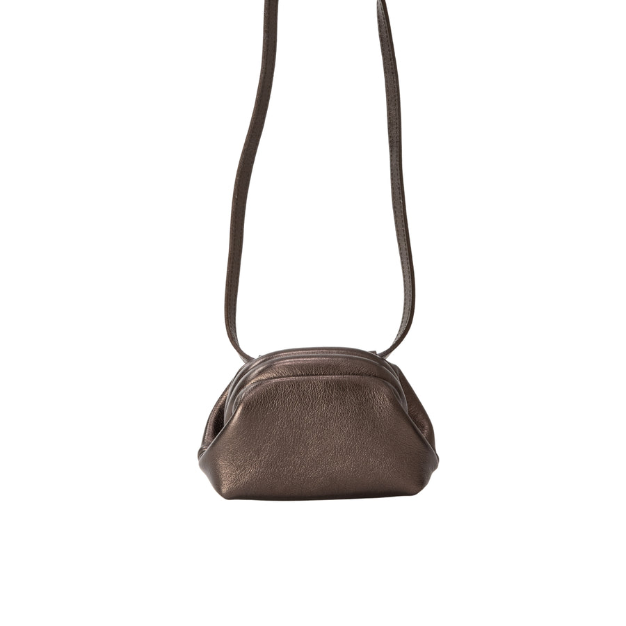 GALLETA MINI HANDBAG - CHOCO METALLIC ASTRO LEATHER
