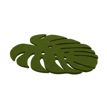 Merino Wool Felt Medium Monstera Leaf Trivet - Loden Green