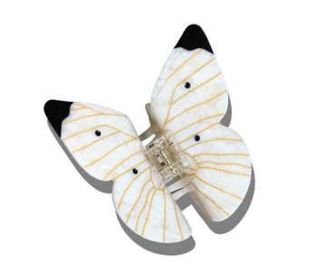 Hand-Painted Cabbage Butterfly Claw Hair Clip - White