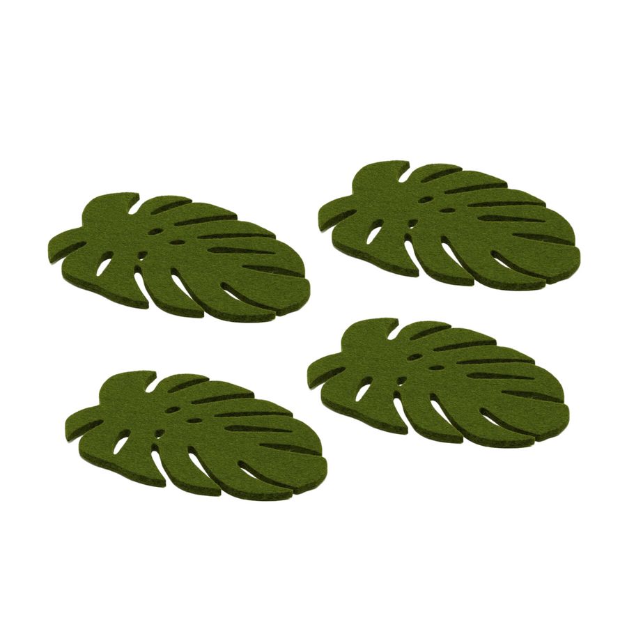 4 pack Merino Wool Monstera Coasters - Large