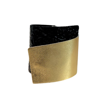Black+Gold Bauhaus Leather Bracelet Asymmetric