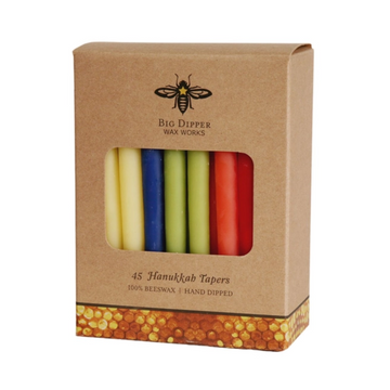 Hanukkah Beeswax Taper Candles - Multi-Color