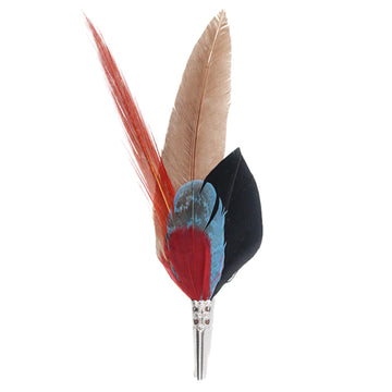 Pencil Feather Brooch - Reds/Browns