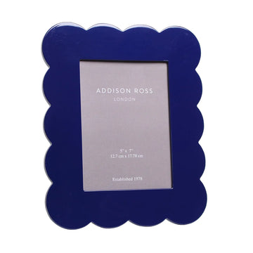 NAVY SCALLOPED LACQUER PHOTO FRAME - 5X7