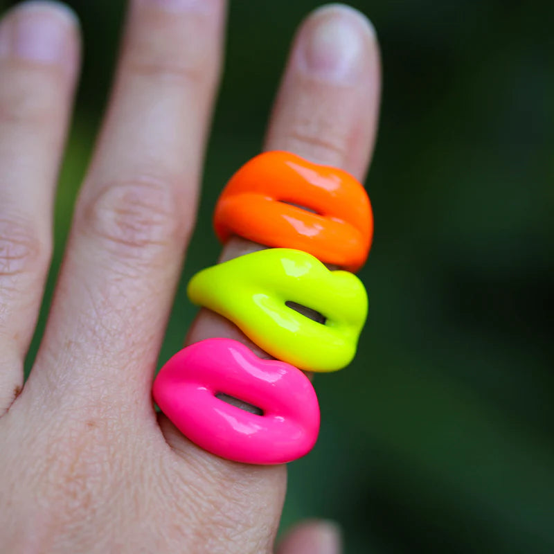 Hotlips Neon Orange Ring - Size 8