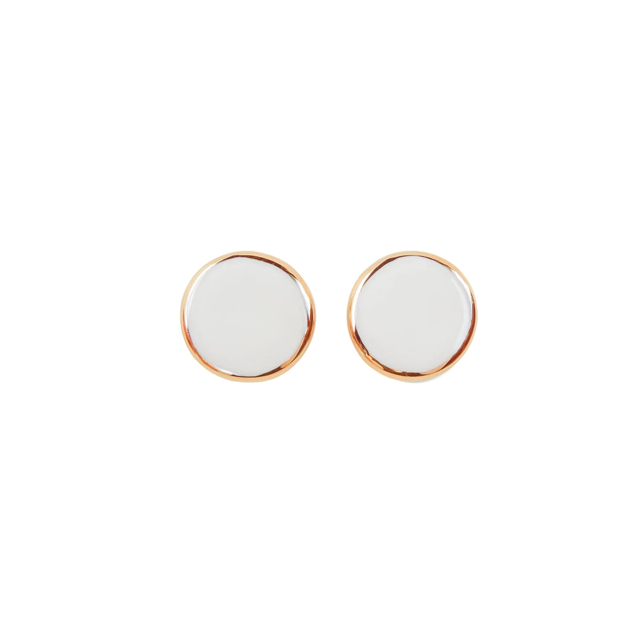 Large Round Earrings - White