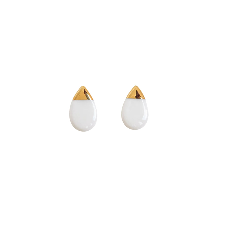 Teardrop Earrings - White