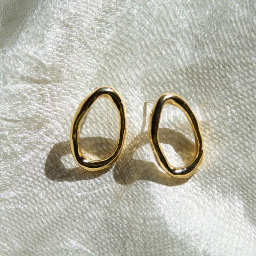 Organic Open Circle Studs - Brass