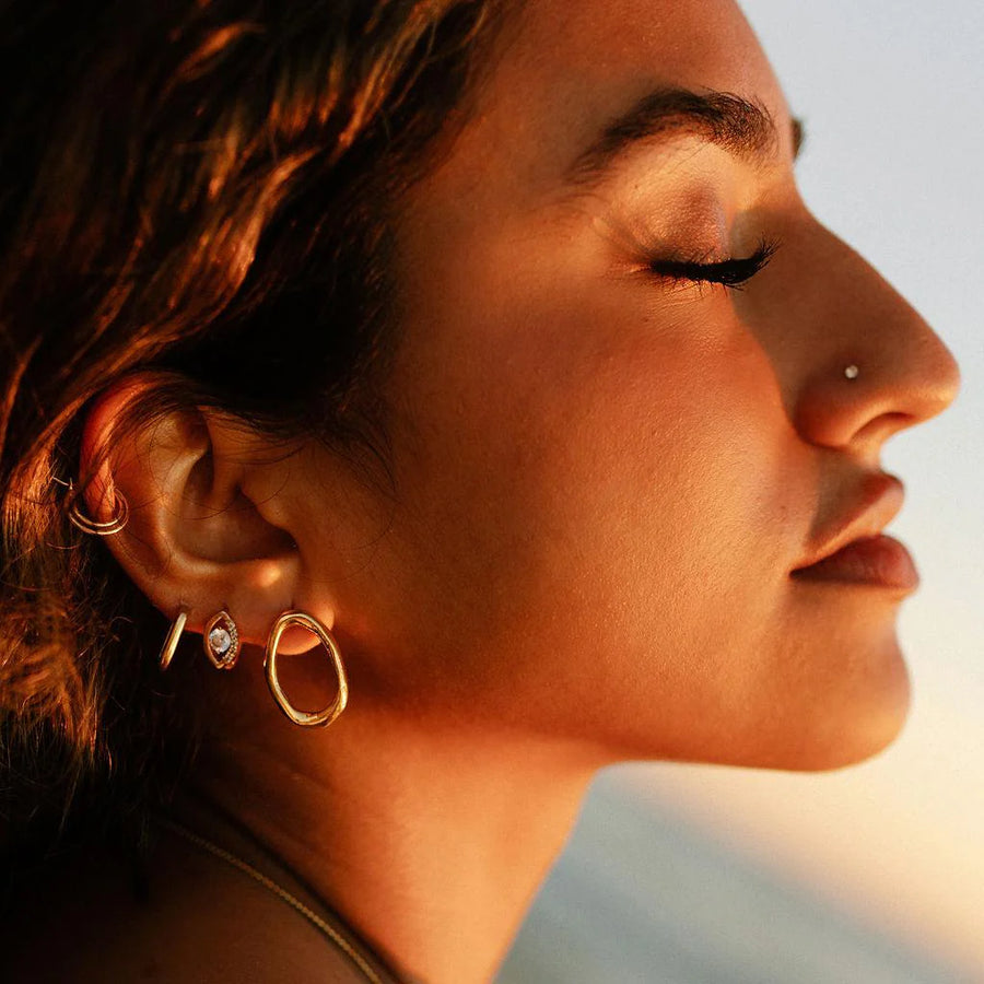 Organic Open Circle Studs - Brass