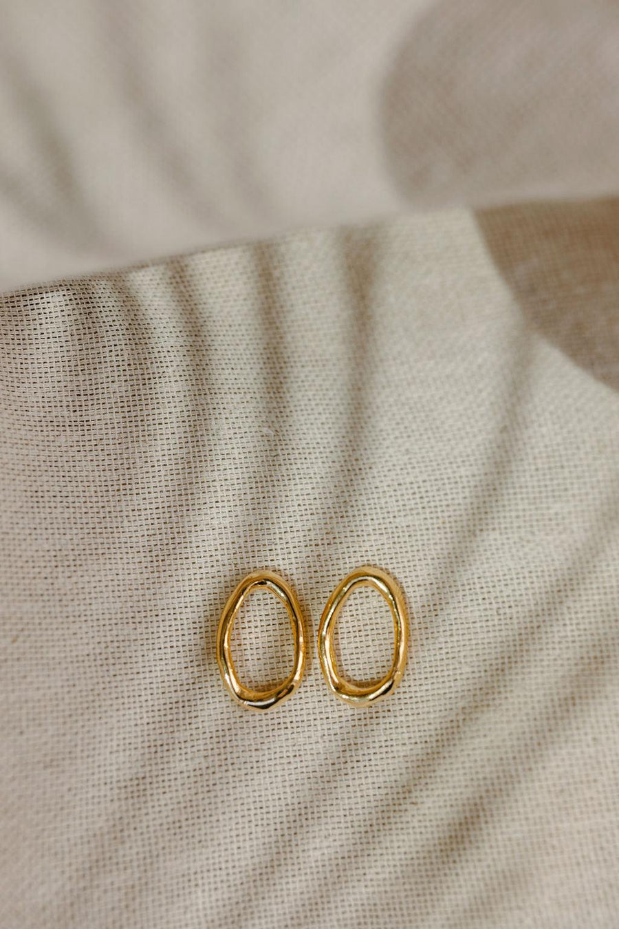 Organic Open Circle Studs - Brass