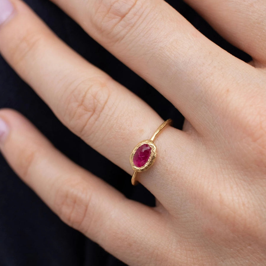 18k gold OVAL RUBY EAST WEST ring