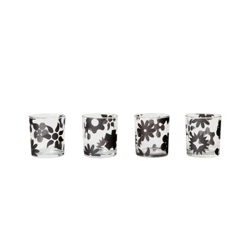 Floral Pattern Glasses - Set of 4