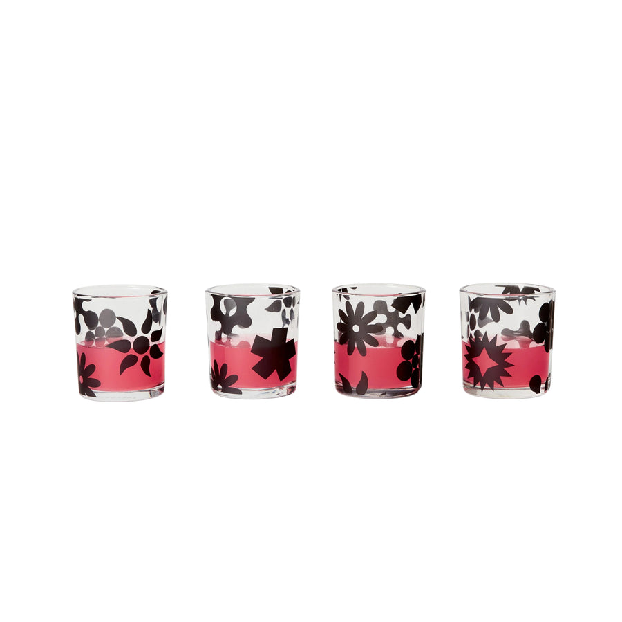 Floral Pattern Glasses - Set of 4