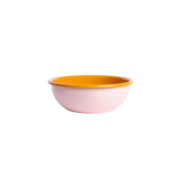 The Get Out steel enamel Cereal Bowls- PINK & MUSTARD