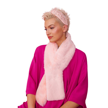 Faux Fur Keyhole Scarf - Pink