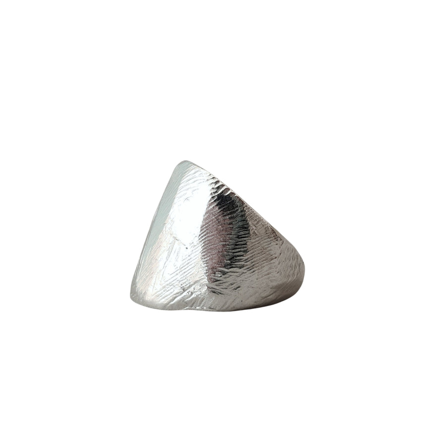 Silver Angled Wide Flat Ring - Size 8