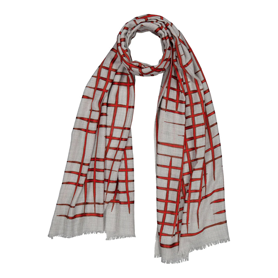 REPRISE WOOL SCARF-RED