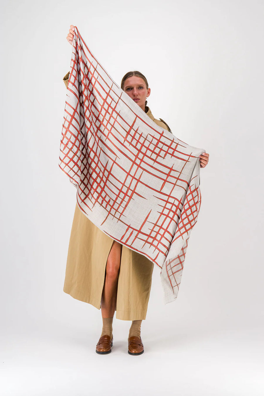 REPRISE WOOL SCARF-RED