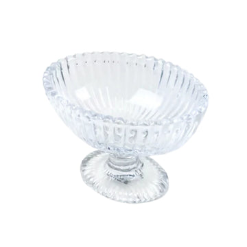 RIBBED FOOTED DESSERT BOWL - CLEAR
