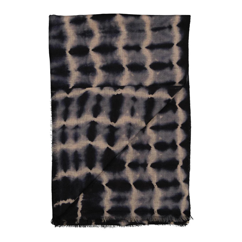 RIVE SHIBORI CASHMERE SCARF - BLACK