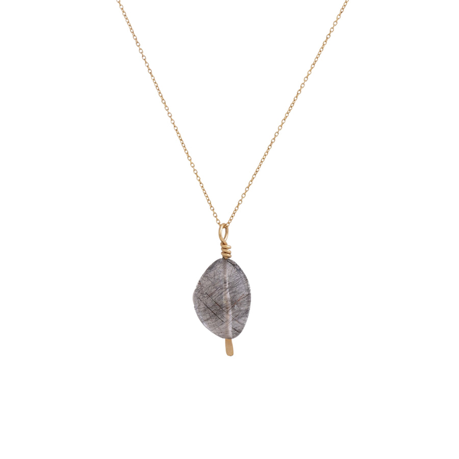 Tourmalinated Quartz Drop Necklace - 28