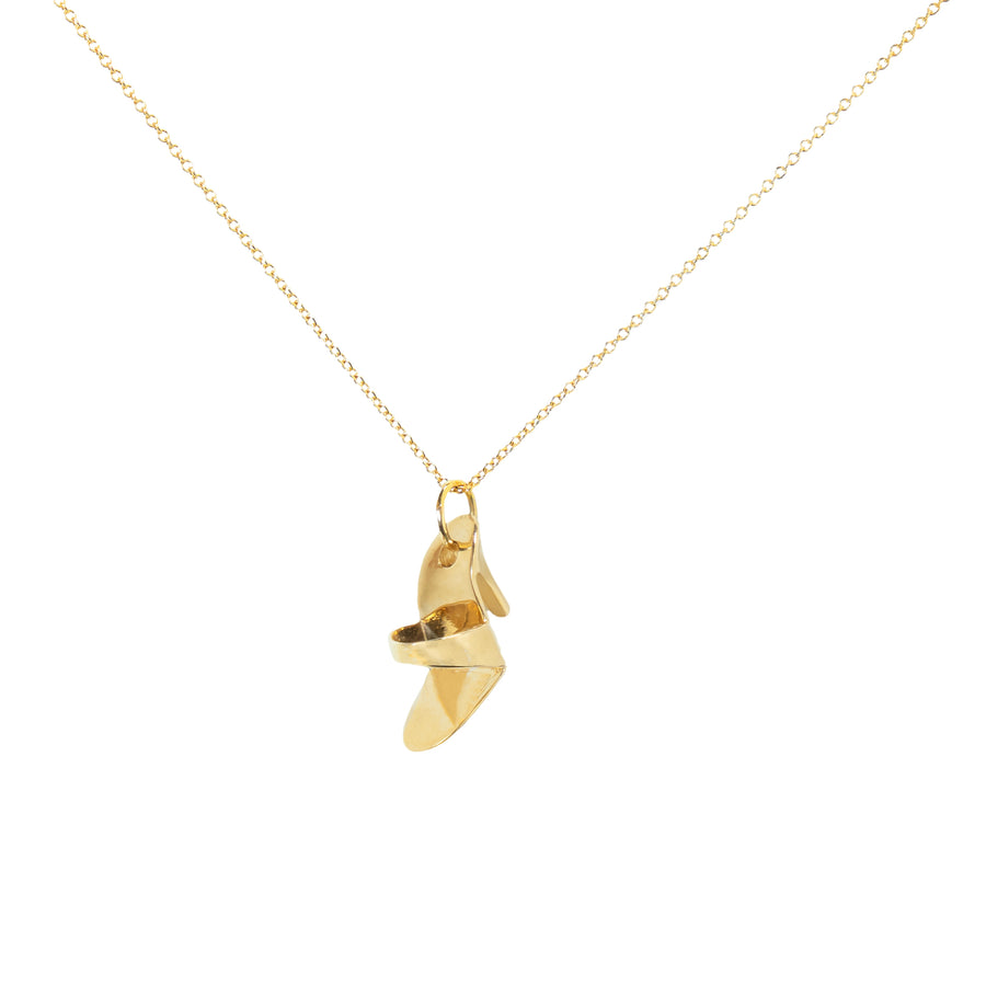 Gold Doll Mule Heel Pendant Necklace - 14K