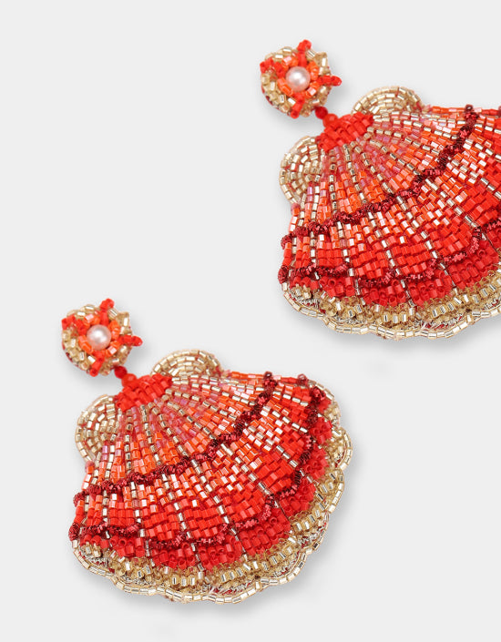 SEASHELL EARRINGS - RED