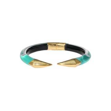 Mirrored Pyramid Lucite Brake Hinge Bracelet - Mediterranean Opal