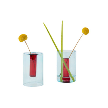 Small Reversible Glass Vase - Blue/Green