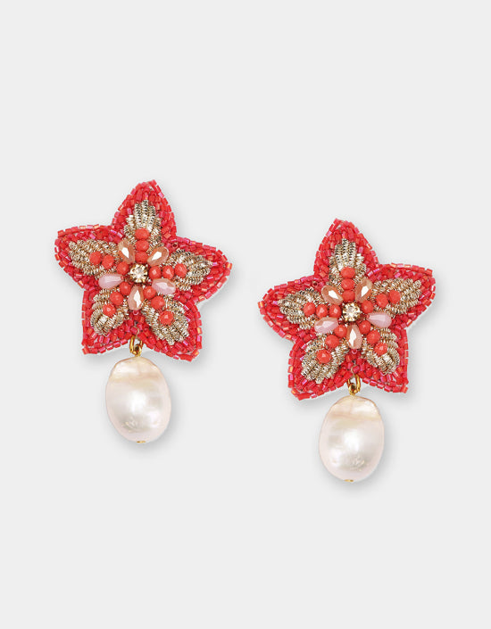 STARFISH PEARL GOLD EARRINGS