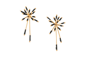 Stella Earrings - 24KGP + Black Werregue Palm Fiber