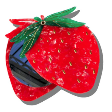 Hand-painted Strawberry Compact Mirror