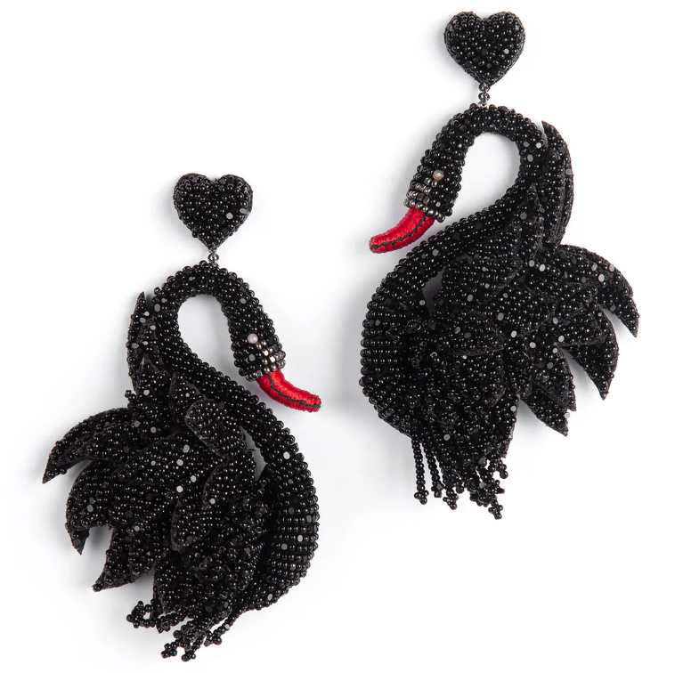 Swan Earrings - Black