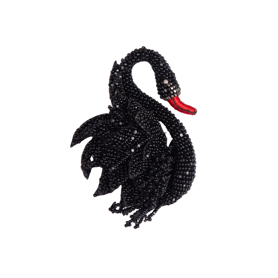 Swan Brooch - Black