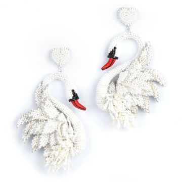 Swan Earrings - White