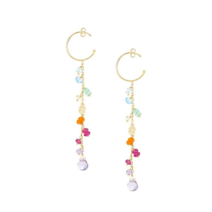 Love is Love Hanging Chain Baby Hoop Earrings
