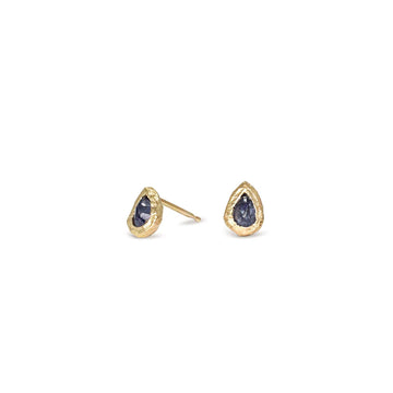 18K Teardrop Studs in Blue Sapphire