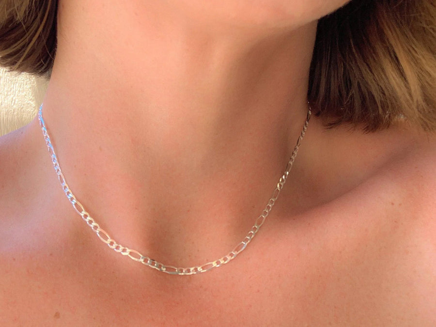 Thin Sterling Silver Figaro Chain 16