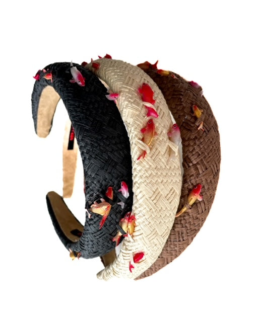 Koi fish Headband - Black Straw