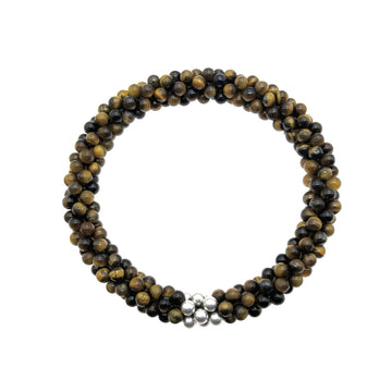 Beaded Gemstone Bracelet: Tiger Eye & Silver