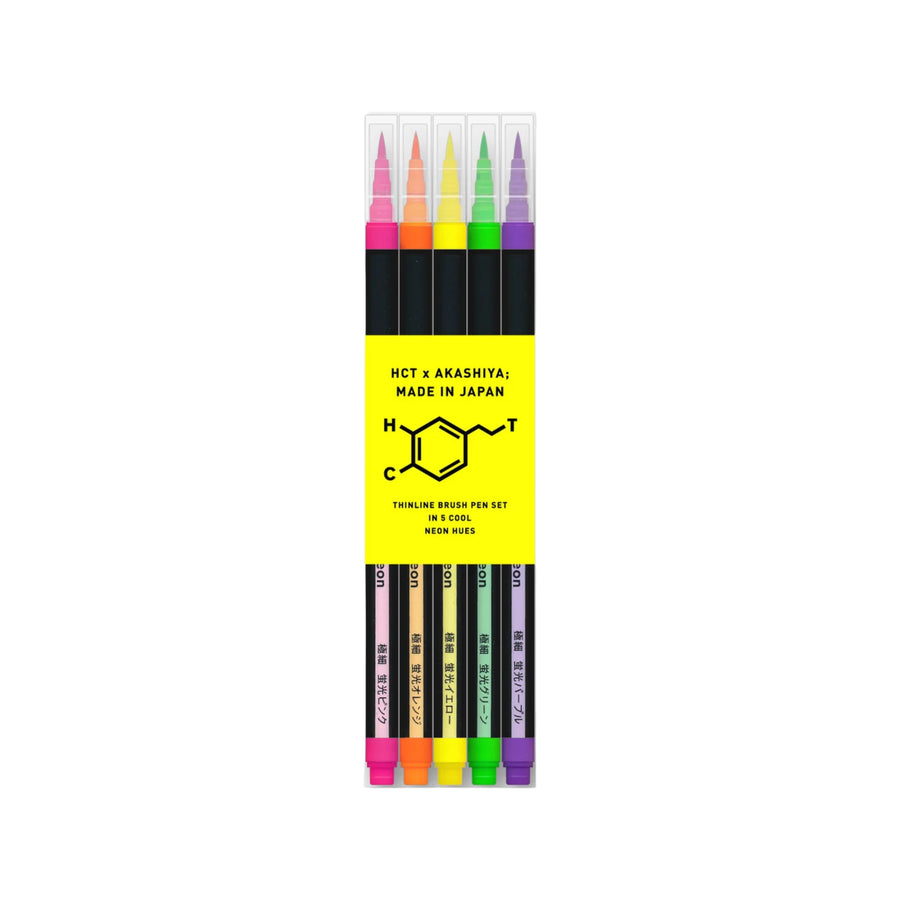 HCT x Akashiya ThinLINE Neon Brush Pen S/5