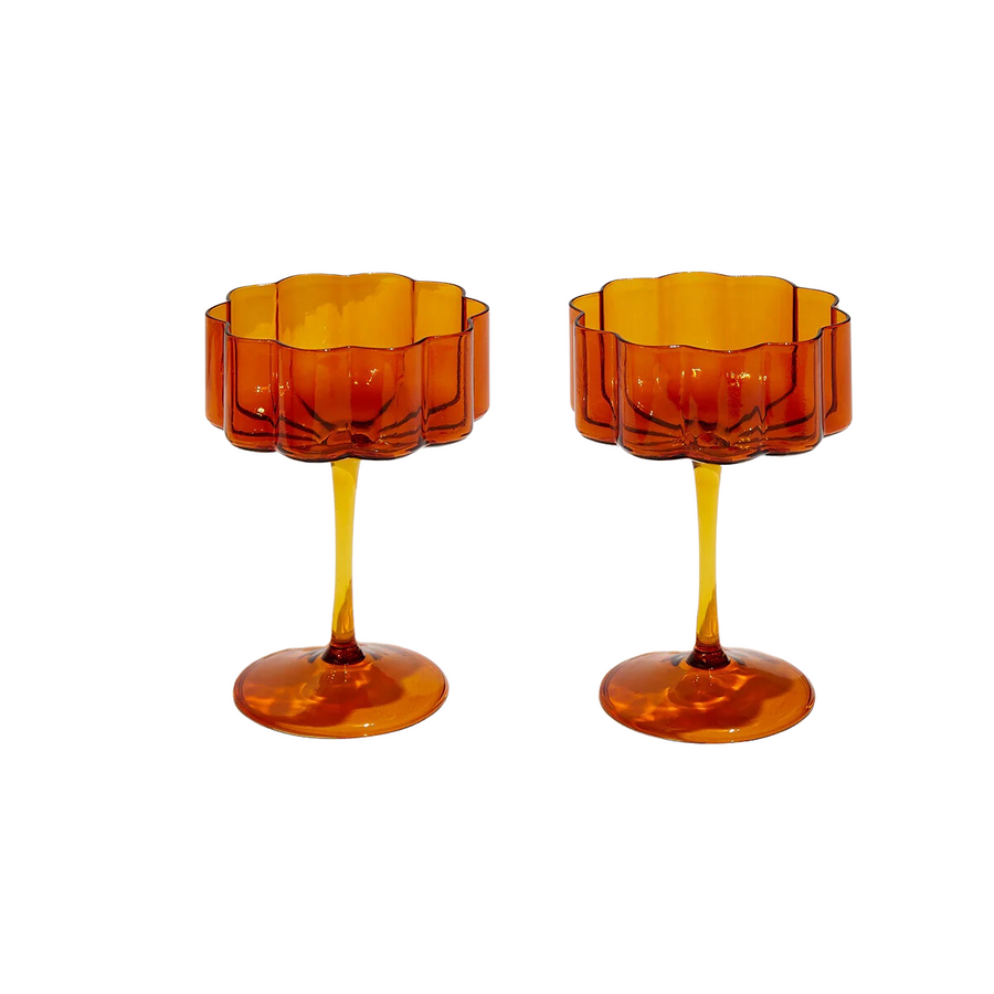 SET OF 2 WAVE COUPE GLASSES - Amber – The Store at MAD