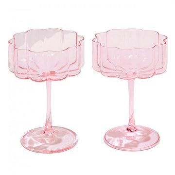 SET OF 2 WAVE COUPE GLASSES - PINK