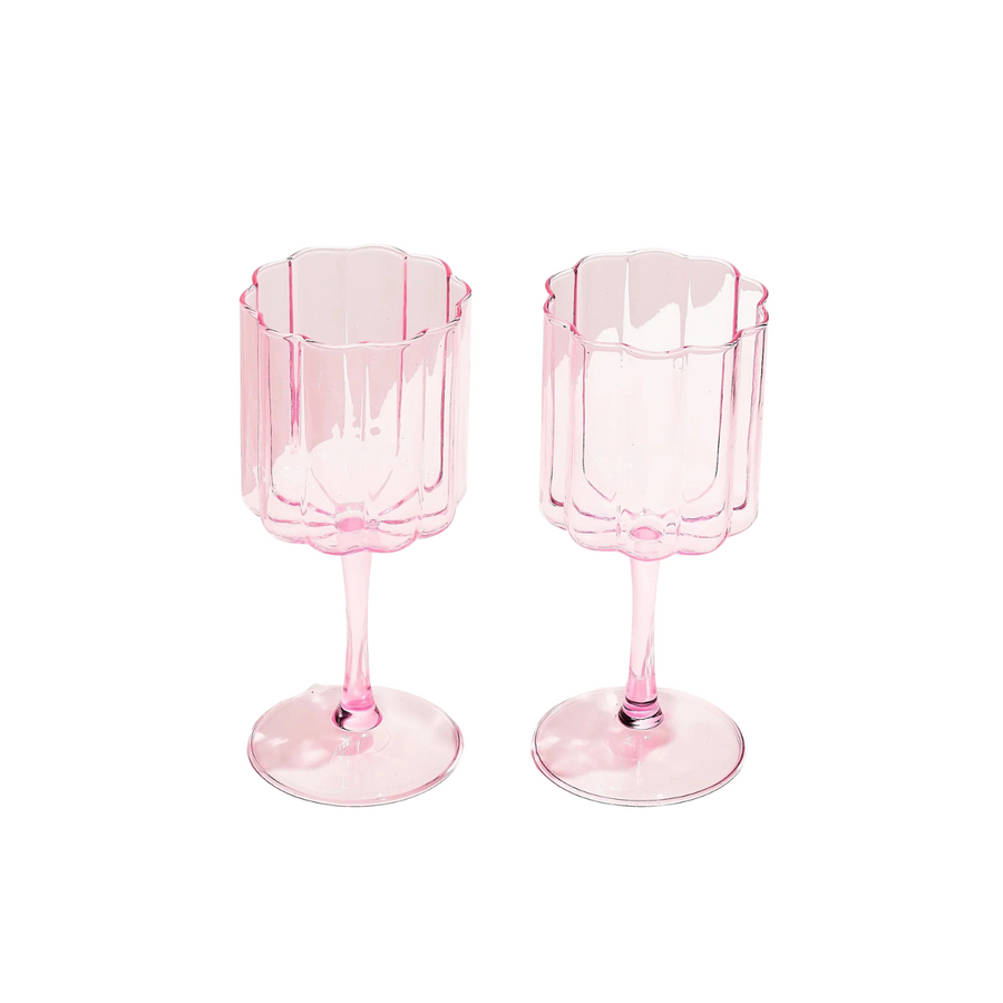 SET OF 2 WAVE WINE GLASSES - PINK – The Store at MAD