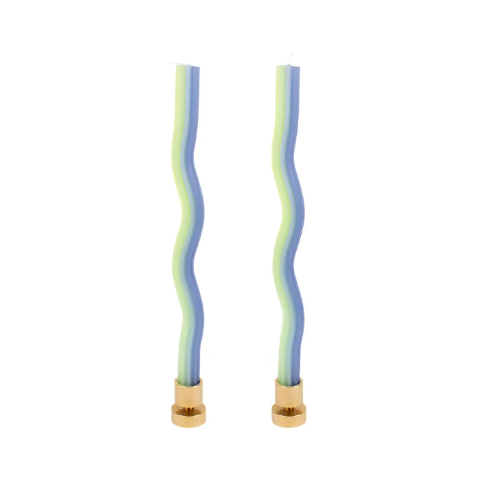 LAVENDER GREEN WIGGLE CANDLE SET OF 2