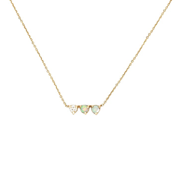 14k gold Three-Points opal and diamond Necklace