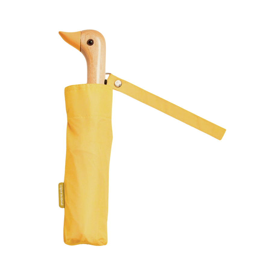 Saffron Brush Yellow 100% recycled plastic bottle Compact Duck Umbrella