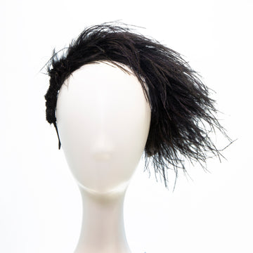 Mari Ostrich Feather Headband- Black